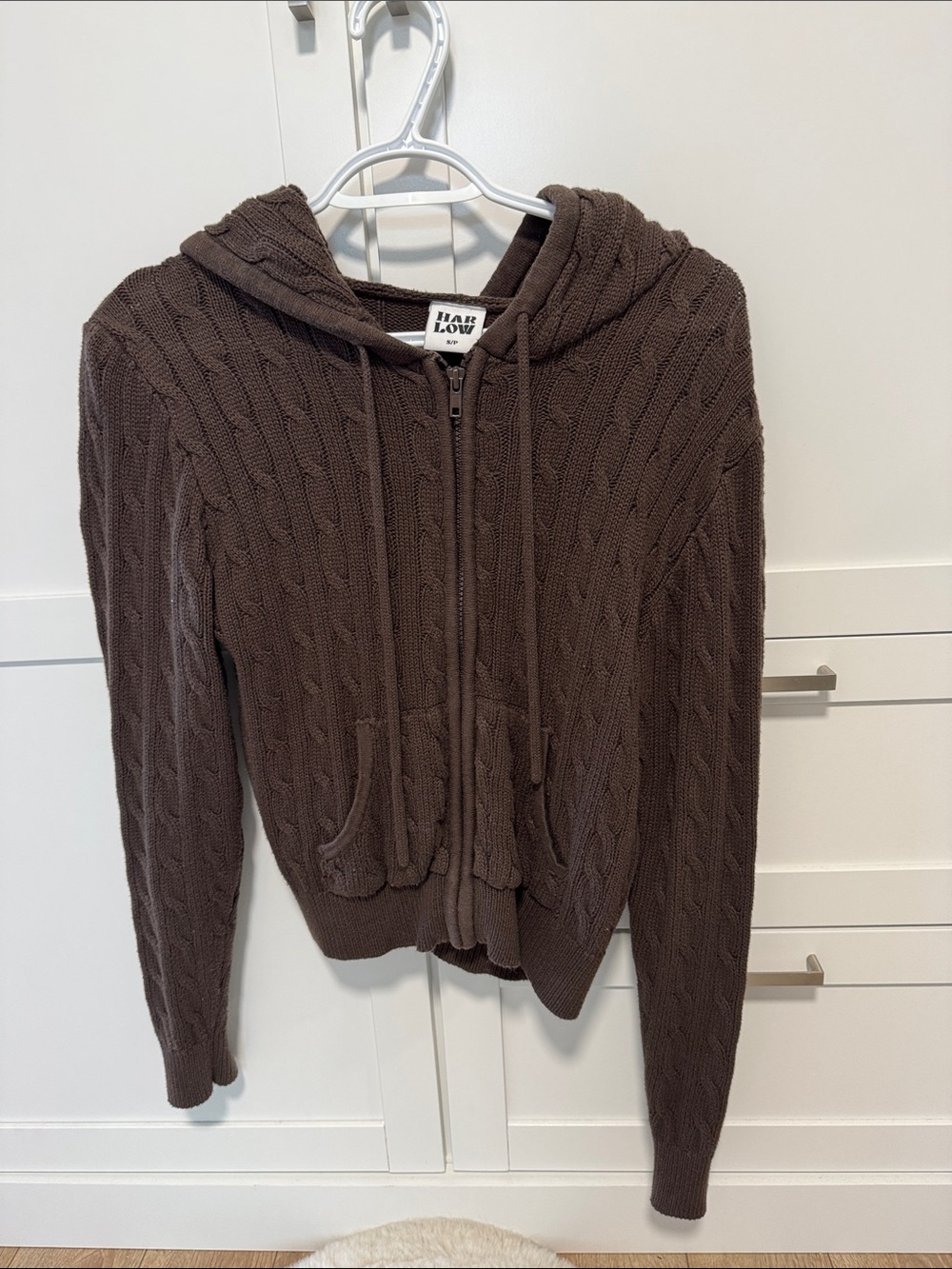 Harlow Brown Cable Knit Zip Hoodie